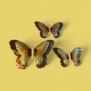 Elegant Metal Butterfly Wall Decor 3 Piece Set NWT